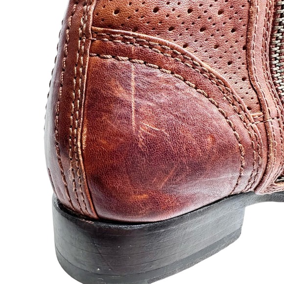 Frye | Women | Melissa Whiskey Perforated Leather Ankle Booties | Size 5.5 M - Picture 11 of 16